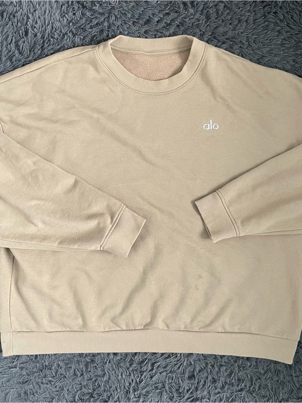 Women Size XL Oversized Alo Accolade Crewneck Sweater Oatmilk Beige No tag